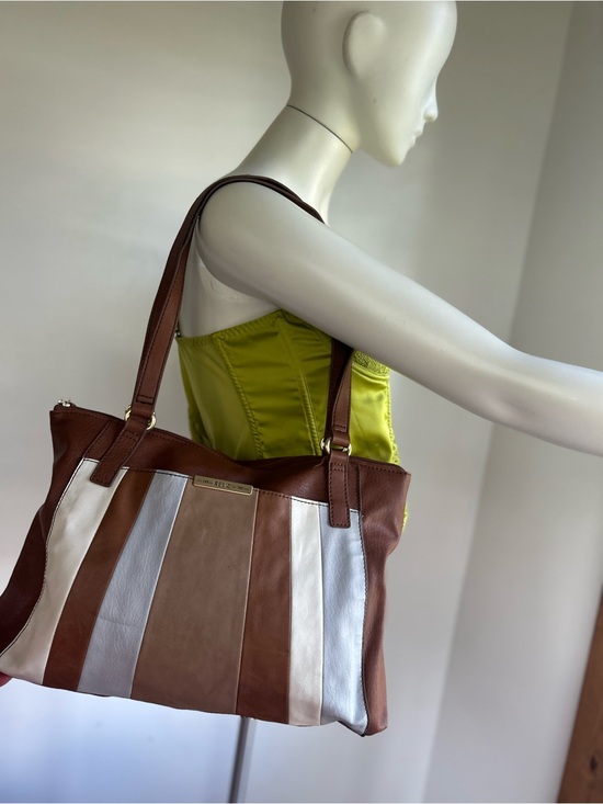 relic Handbags - Relic Brown Multi-Panel Leather Tote Bag